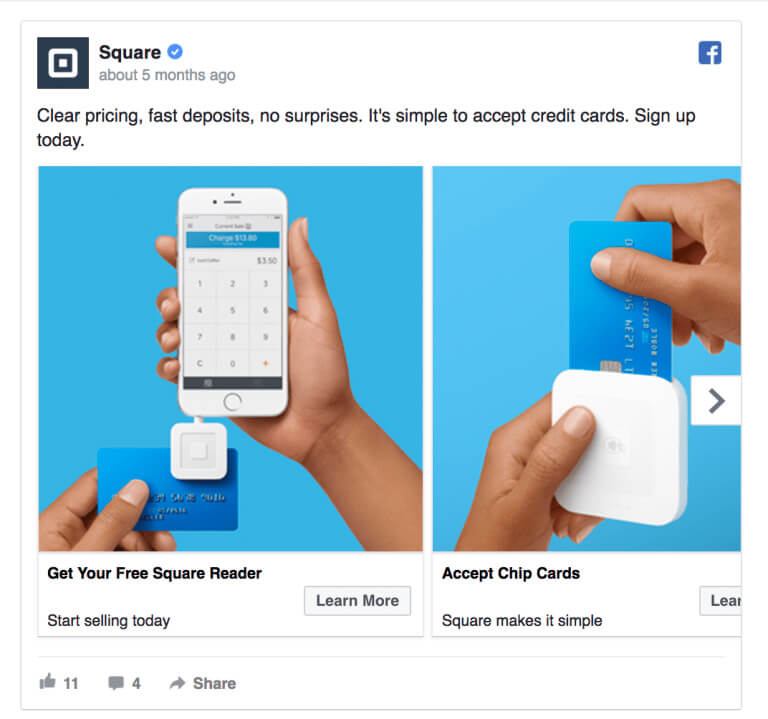 Facebook ads = Carousel Ads